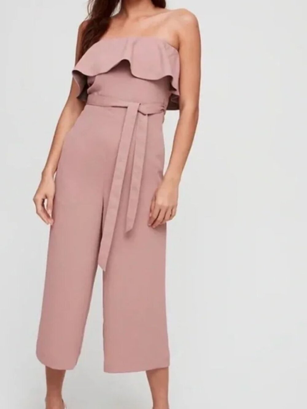 Aritzia Babaton Flutter Jumpsuit in Dusty Rose Belt Included Women's Size 0 EUC